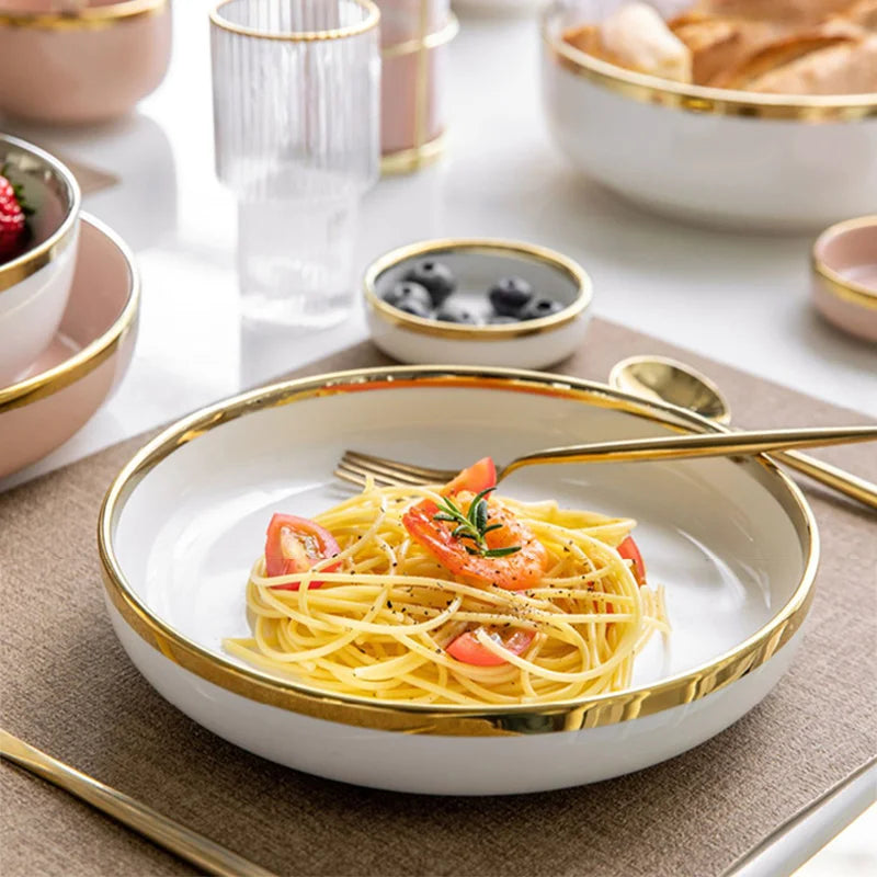 Phnom Penh-Assiettes et bols en porcelaine blanche, ensemble de nourriture, vaisselle, bol à soupe à salade, service britannique