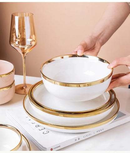 Phnom Penh-Assiettes et bols en porcelaine blanche, ensemble de nourriture, vaisselle, bol à soupe à salade, service britannique