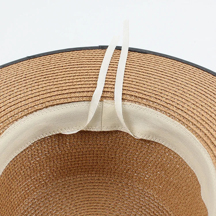 Panama mode dames élégant raphia chapeau de paille strass lettres vacances voyage haute qualité dames été Topper Banquet chapeau