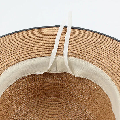 Panama mode dames élégant raphia chapeau de paille strass lettres vacances voyage haute qualité dames été Topper Banquet chapeau