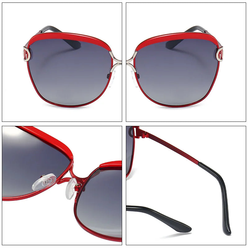 GCV lunettes De Soleil polarisées pour femmes lentille dégradée lunettes De Soleil rondes carrées marque De luxe Oculos Lunette De Soleil Femme