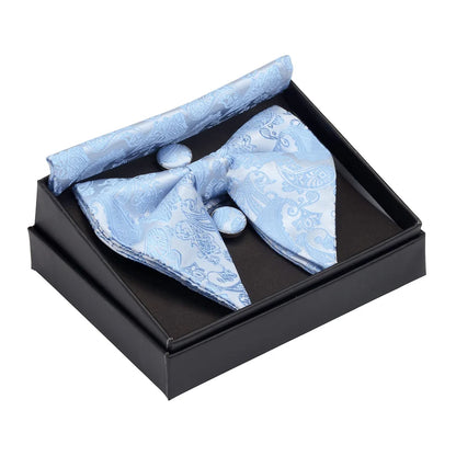 GUSLESON Paisley grand noeud papillon hommes bleu rouge jaune noeud papillon poche carré boutons de manchette ensemble avec boîte-cadeau soie mariage cravate pour homme
