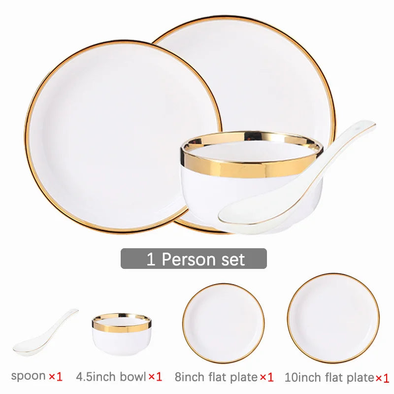 Phnom Penh-Assiettes et bols en porcelaine blanche, ensemble de nourriture, vaisselle, bol à soupe à salade, service britannique