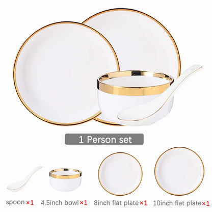 Phnom Penh-Assiettes et bols en porcelaine blanche, ensemble de nourriture, vaisselle, bol à soupe à salade, service britannique