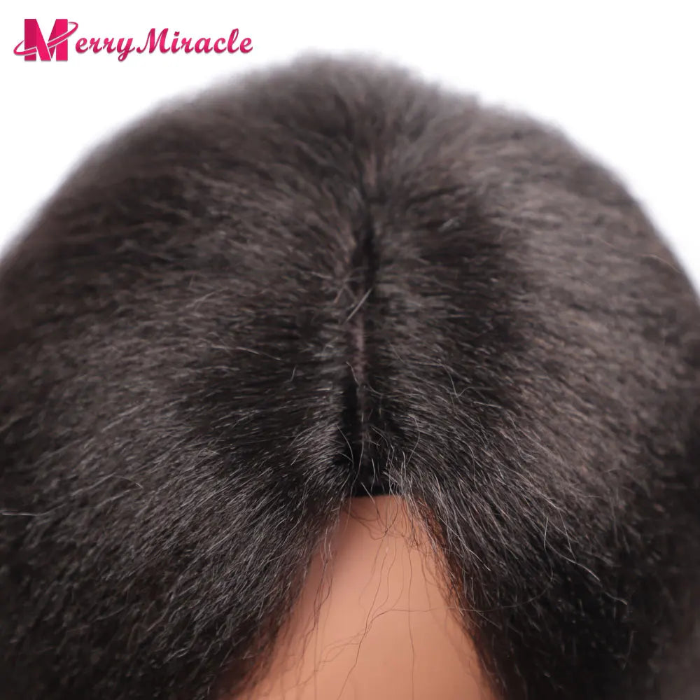 Perruques synthétiques lisses et crépues pour femmes noires, mélange de mèches noires, brunes, blondes, gingembre, rouges et blanches