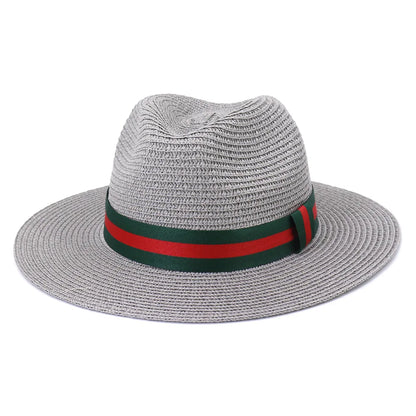 Chapeau de paille de voyage en plein air, pare-soleil de bord de mer, crème solaire, grand bord, style britannique DN, chapeau avec décoration de ruban, HZ75