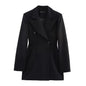 ZADE 2025 Summer New Arrivals Women's ZW Series Double-Breasted Blazer with Padded Shoulders Woven Weaving Method Closure Type
