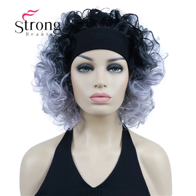 Perruques synthétiques courtes 3/4 à reflets blonds pour femmes, postiche bouclée avec bandeau, choix de couleurs