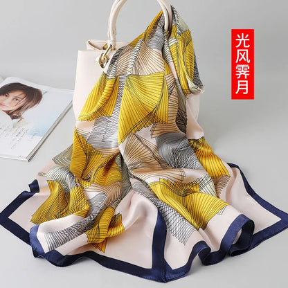 100% foulard en soie pour femmes longue impression luxe châles en soie naturelle enveloppes bleu Floral été dames foulard pur véritable foulards en soie