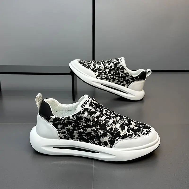 Men's New Breathable Canvas Sports Shoes Trendy Versatile Popular Thick-Soled Youth Basketball Sneakers