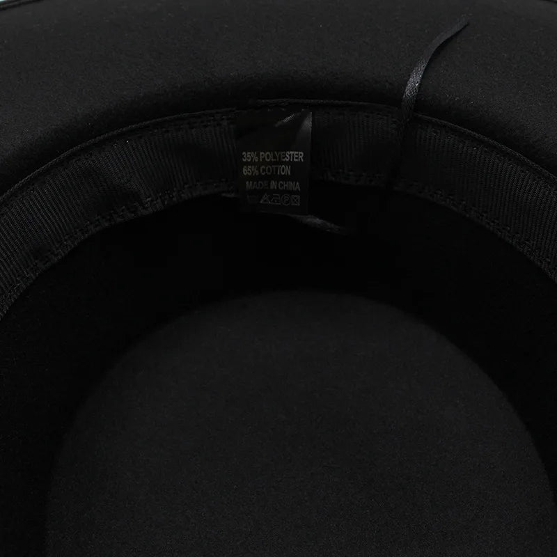 Chapeau français en feutre pour femme, grand bord large, Fedora, Derby en laine d'hiver, chapeaux de mariage et de jazz, dessus plat, 10cm