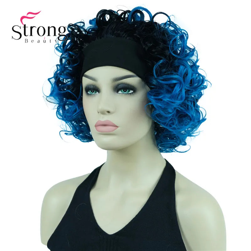 Perruques synthétiques courtes 3/4 à reflets blonds pour femmes, postiche bouclée avec bandeau, choix de couleurs