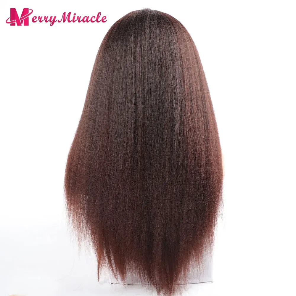 Perruques synthétiques lisses et crépues pour femmes noires, mélange de mèches noires, brunes, blondes, gingembre, rouges et blanches