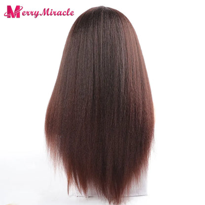 Perruques synthétiques lisses et crépues pour femmes noires, mélange de mèches noires, brunes, blondes, gingembre, rouges et blanches