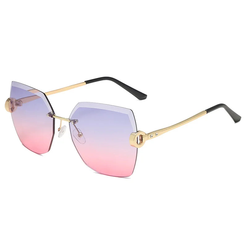 RUOBO – lunettes de soleil sans monture pour femmes, verres dégradés, branches en métal, UV400, vente en gros