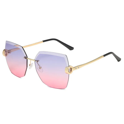 RUOBO – lunettes de soleil sans monture pour femmes, verres dégradés, branches en métal, UV400, vente en gros