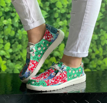 BUSY GIRL DW4051 Wholesale Canvas Lace up Boat Sneaker Women 2023 Fashion Tie Dye Flat Shoes Women Boat Shoes