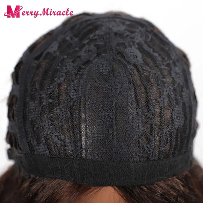 Perruques synthétiques lisses et crépues pour femmes noires, mélange de mèches noires, brunes, blondes, gingembre, rouges et blanches