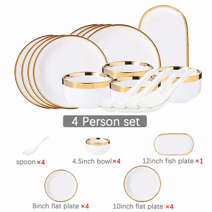 Phnom Penh-Assiettes et bols en porcelaine blanche, ensemble de nourriture, vaisselle, bol à soupe à salade, service britannique