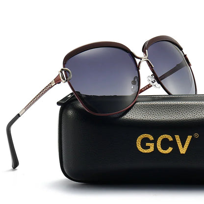 GCV lunettes De Soleil polarisées pour femmes lentille dégradée lunettes De Soleil rondes carrées marque De luxe Oculos Lunette De Soleil Femme