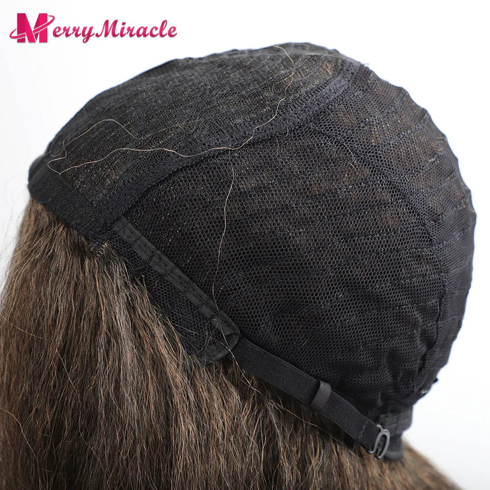 Perruques synthétiques lisses et crépues pour femmes noires, mélange de mèches noires, brunes, blondes, gingembre, rouges et blanches