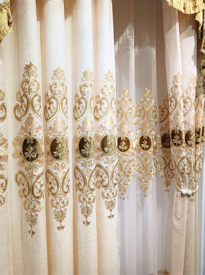 Rideau de Villa occultant Beige brodé Chenille de haute qualité, Style européen, Voile personnalisé pour salon et chambre à coucher