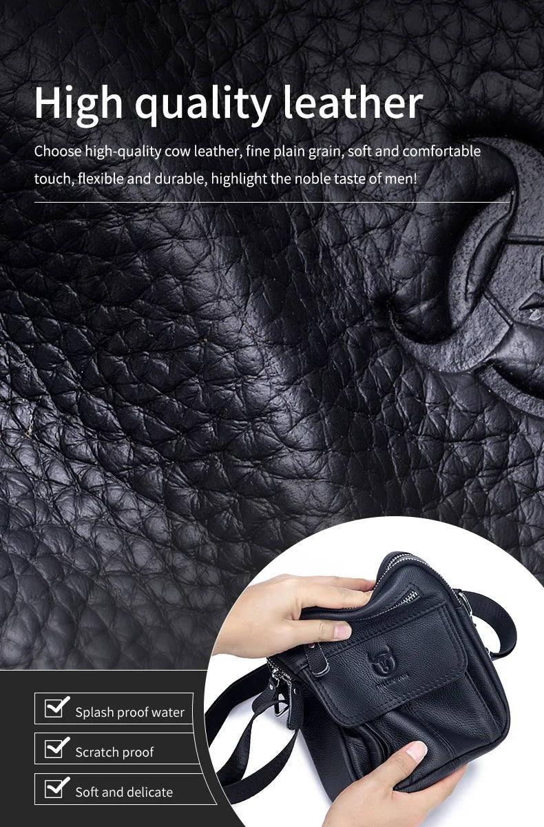Bullcaptain décontracté hommes sacs à bandoulière affaires sac de messager de haute qualité hommes en cuir de vache sac Mini grande capacité poche