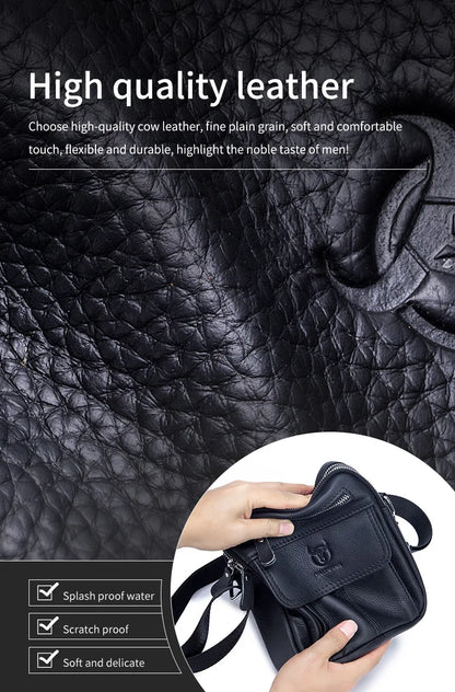 Bullcaptain décontracté hommes sacs à bandoulière affaires sac de messager de haute qualité hommes en cuir de vache sac Mini grande capacité poche