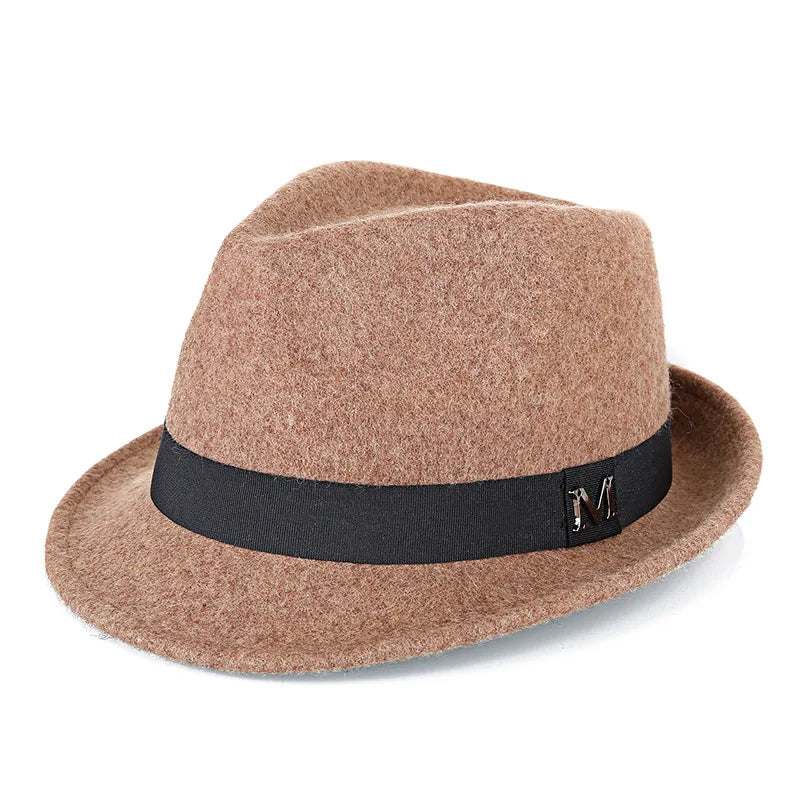 Hommes hiver épais chaud feutre Fedora chapeaux laine Gentleman Jazz casquette homburg mâle classique à bord étroit chapeau haut-de-forme