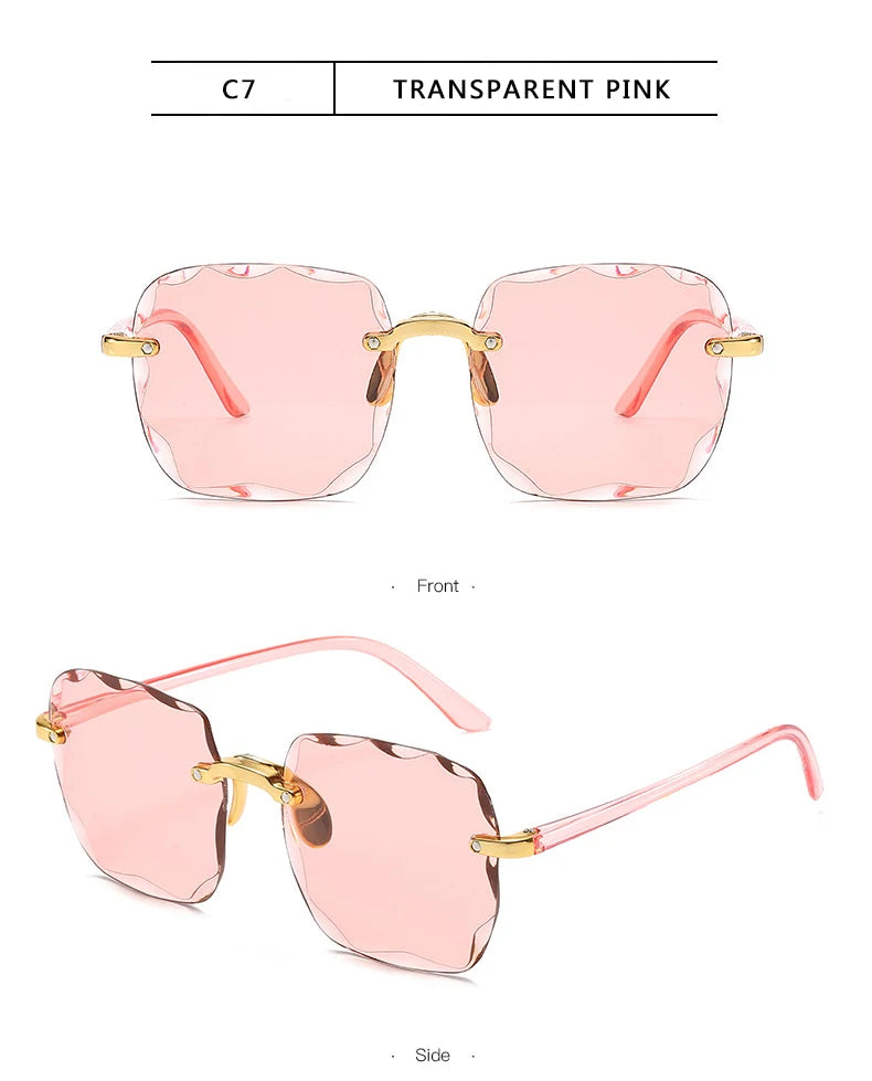 Lunettes de soleil carrées sans monture pour hommes et femmes, lunettes de soleil rouges, créateur de marque de luxe, été, mode, UV400, nuances Oculos