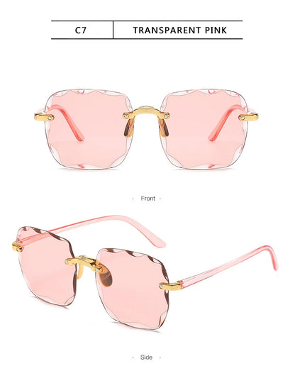 Lunettes de soleil carrées sans monture pour hommes et femmes, lunettes de soleil rouges, créateur de marque de luxe, été, mode, UV400, nuances Oculos