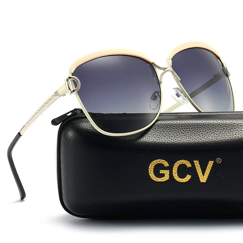 GCV lunettes De Soleil polarisées pour femmes lentille dégradée lunettes De Soleil rondes carrées marque De luxe Oculos Lunette De Soleil Femme