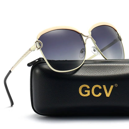 GCV lunettes De Soleil polarisées pour femmes lentille dégradée lunettes De Soleil rondes carrées marque De luxe Oculos Lunette De Soleil Femme