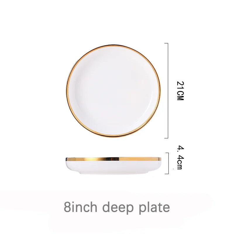 Phnom Penh-Assiettes et bols en porcelaine blanche, ensemble de nourriture, vaisselle, bol à soupe à salade, service britannique