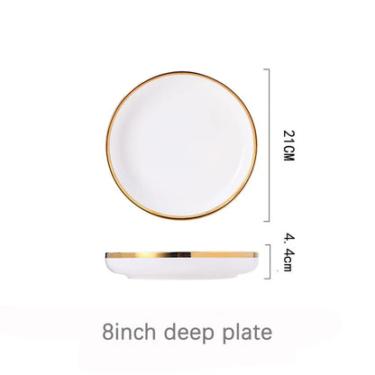 Phnom Penh-Assiettes et bols en porcelaine blanche, ensemble de nourriture, vaisselle, bol à soupe à salade, service britannique