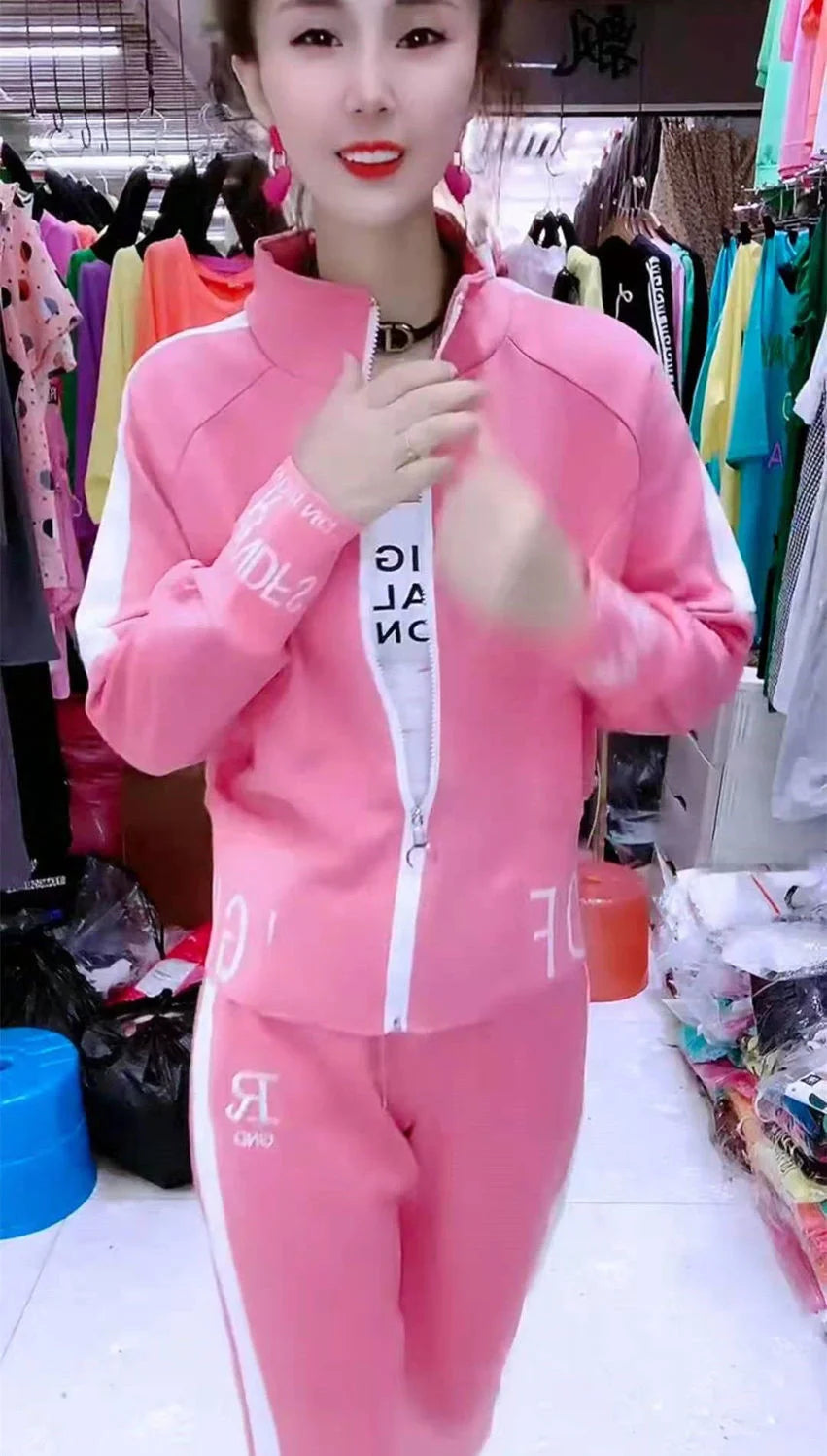 Manteau slim décontracté pour femme, pull à manches longues, pantalon, ensemble deux pièces, mode coréenne, imbibé de sport, automne, hiver, nouveau, 2025