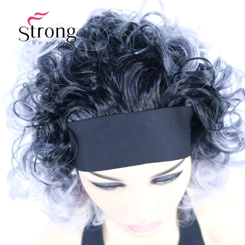 Perruques synthétiques courtes 3/4 à reflets blonds pour femmes, postiche bouclée avec bandeau, choix de couleurs