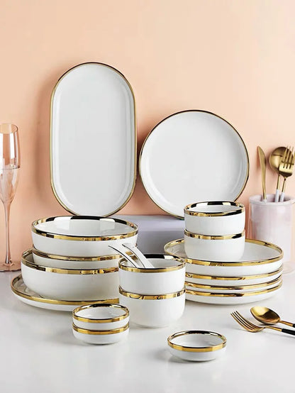 Phnom Penh-Assiettes et bols en porcelaine blanche, ensemble de nourriture, vaisselle, bol à soupe à salade, service britannique