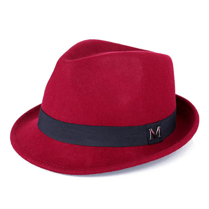 Hommes hiver épais chaud feutre Fedora chapeaux laine Gentleman Jazz casquette homburg mâle classique à bord étroit chapeau haut-de-forme