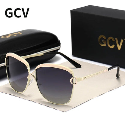 GCV lunettes De Soleil polarisées pour femmes lentille dégradée lunettes De Soleil rondes carrées marque De luxe Oculos Lunette De Soleil Femme