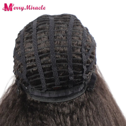 Perruques synthétiques lisses et crépues pour femmes noires, mélange de mèches noires, brunes, blondes, gingembre, rouges et blanches