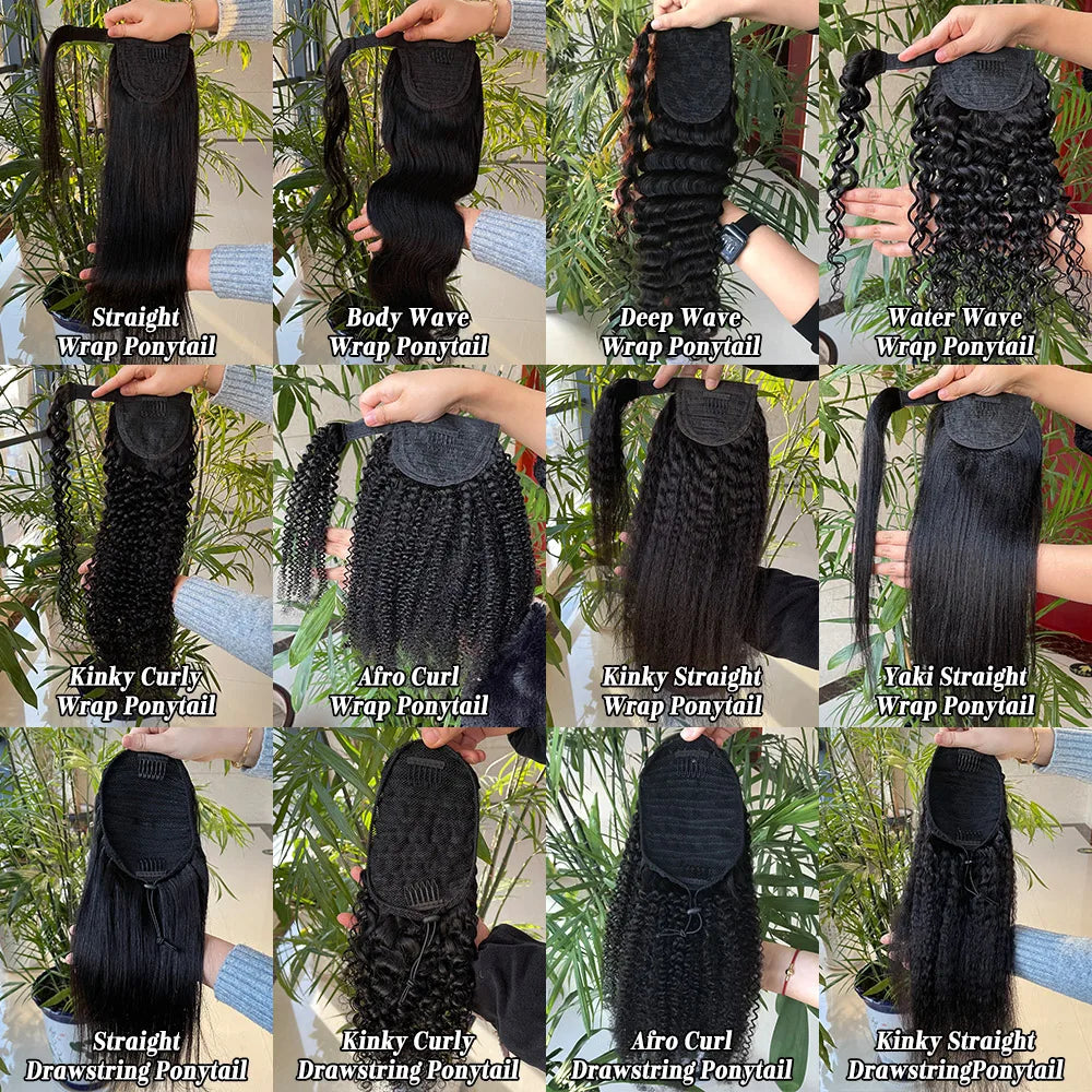 African Hot Selling Kinky Curly Human Hair Ponytail Drawstring, Cheap Hair Bands for Ponytail Extensions for Black Women