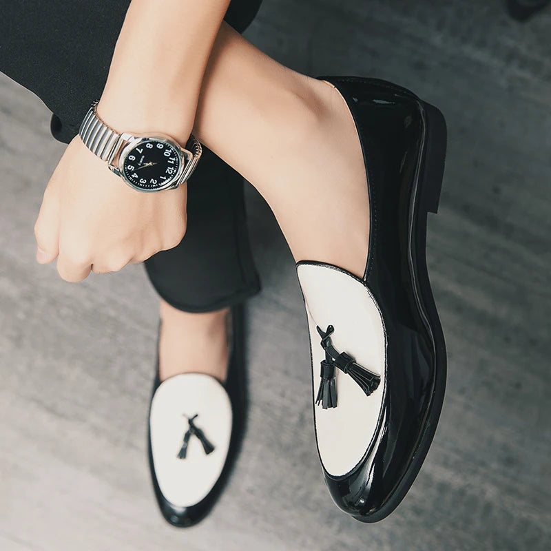 Chaussures en cuir à pampilles pour hommes, mocassins décontractés à enfiler, chaussures formelles de mariage italien, chaussures de fête respirantes