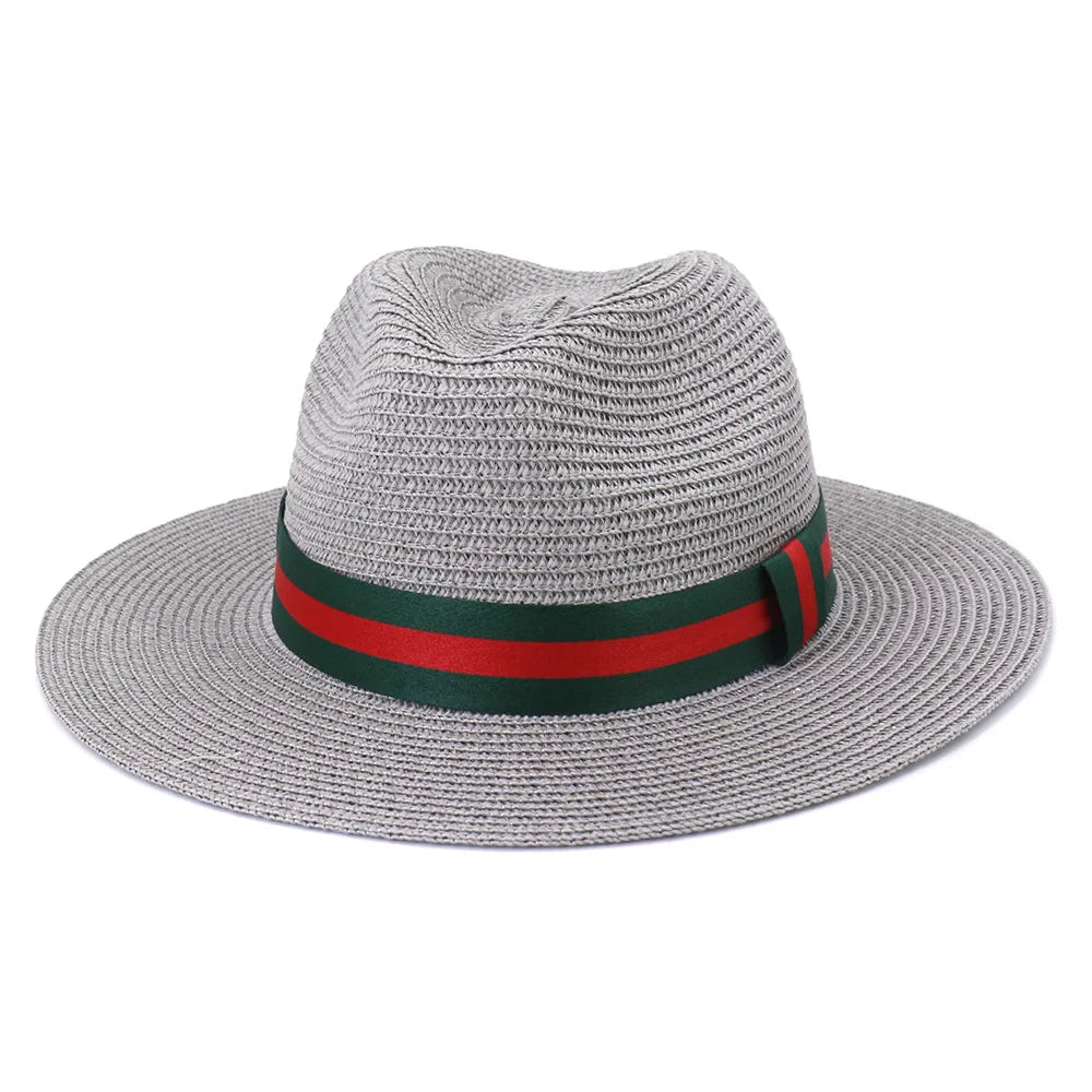 Chapeau de paille de voyage en plein air, pare-soleil de bord de mer, crème solaire, grand bord, style britannique DN, chapeau avec décoration de ruban, HZ75