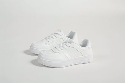 2025 Women's Spring Autumn Casual Board Skateboarding Shoes Black White Leather All-match Platform Small Foreign Trade Size-Air