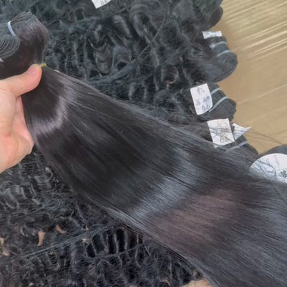 100% Natural Human Raw Straight Hair Double Weft Cuticle Aligned Silky Straight Bundles Single Donor Human Hair
