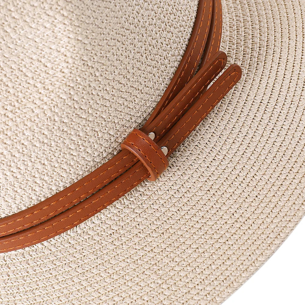 56-58-59-60CM nouveau chapeau de paille de forme souple Panama naturel été femmes/hommes casquette de soleil de plage à large bord Protection UV chapeau Fedora