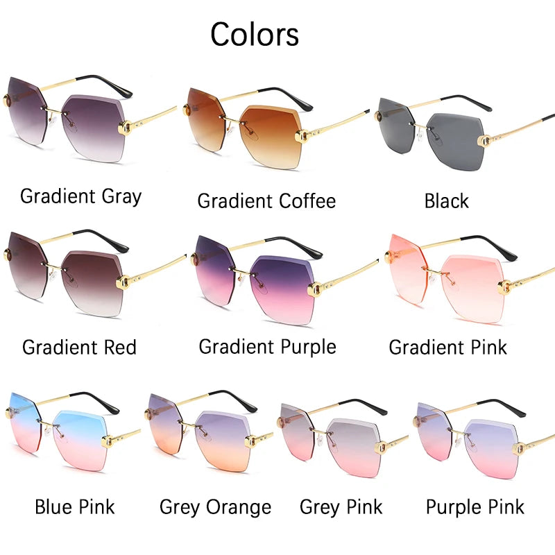 RUOBO – lunettes de soleil sans monture pour femmes, verres dégradés, branches en métal, UV400, vente en gros