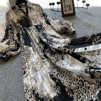 Summer 2023 Fashion Long skirt fancy bow tie lantern long sleeve waist slimming for peplum dress