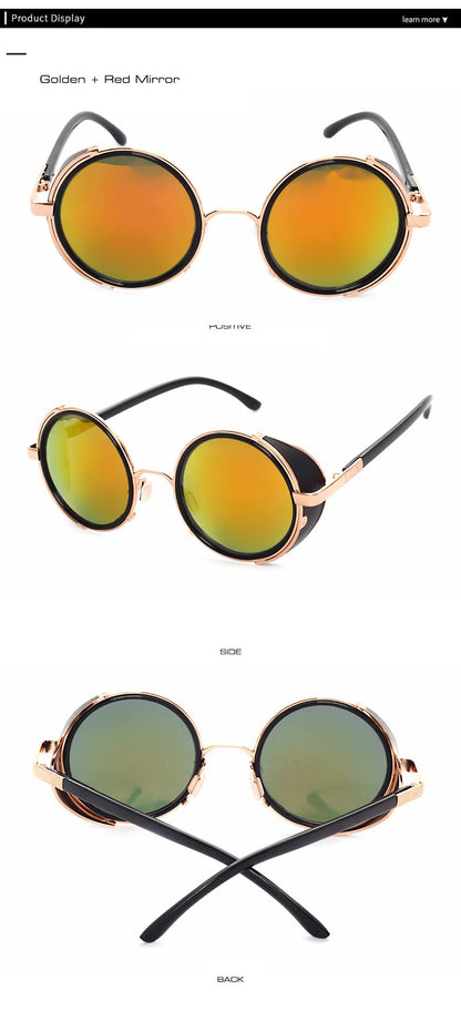 SHAUNA Vintage femmes Steampunk rétro revêtement hommes lunettes de soleil rondes marque concepteur Punk lunettes de soleil UV400